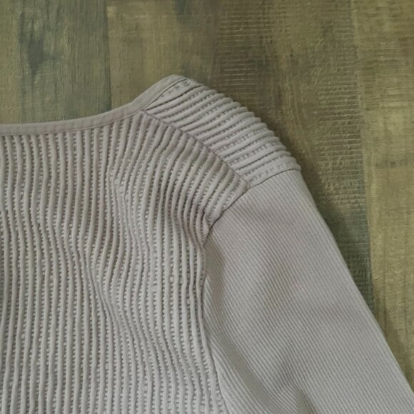 FP Movement by Free People Cropped Ribbed Button Front Sweater XS Taupe Long Sle - Picture 7 of 8